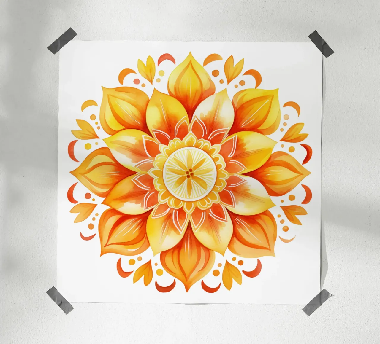 Mandala del sole poster con telaio in alluminio da Spiritual Touch