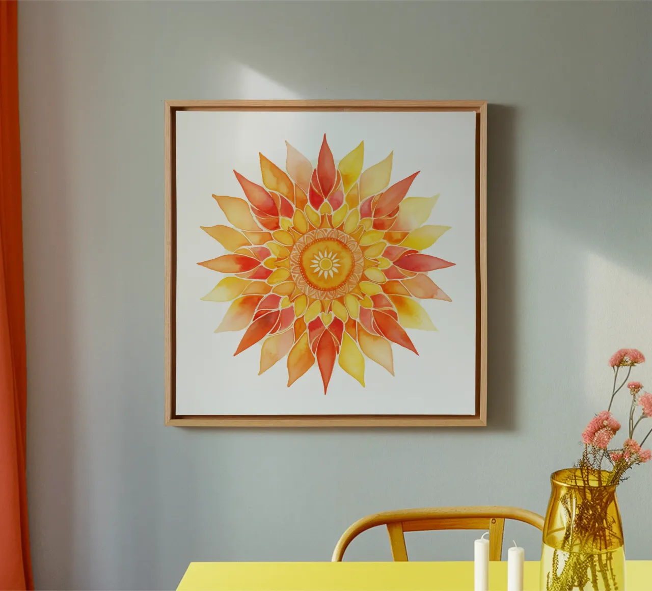 Mandala del sole tela con Cornice a cassetta da Spiritual Touch