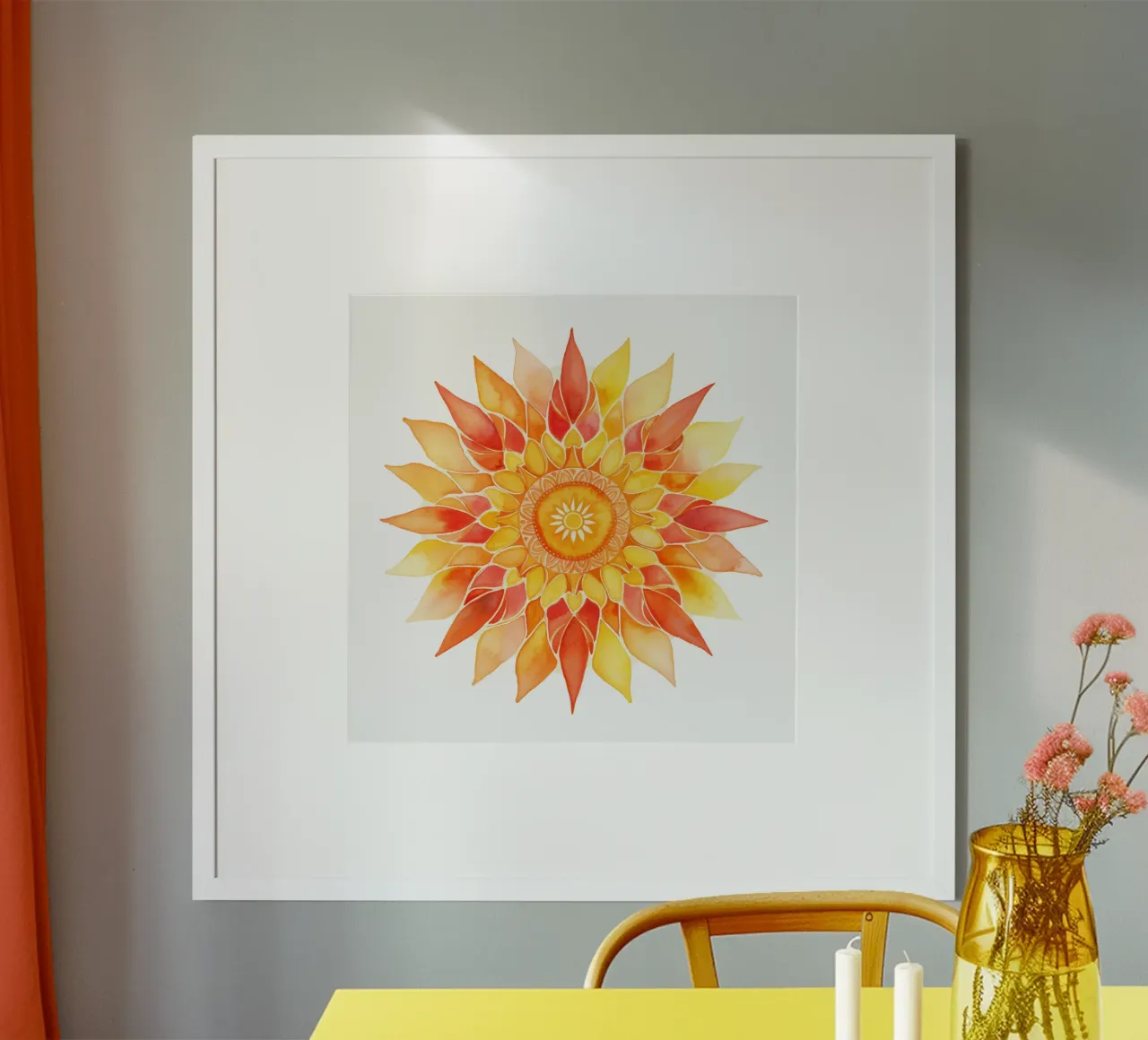 Mandala del sole poster con telaio in alluminio da Spiritual Touch