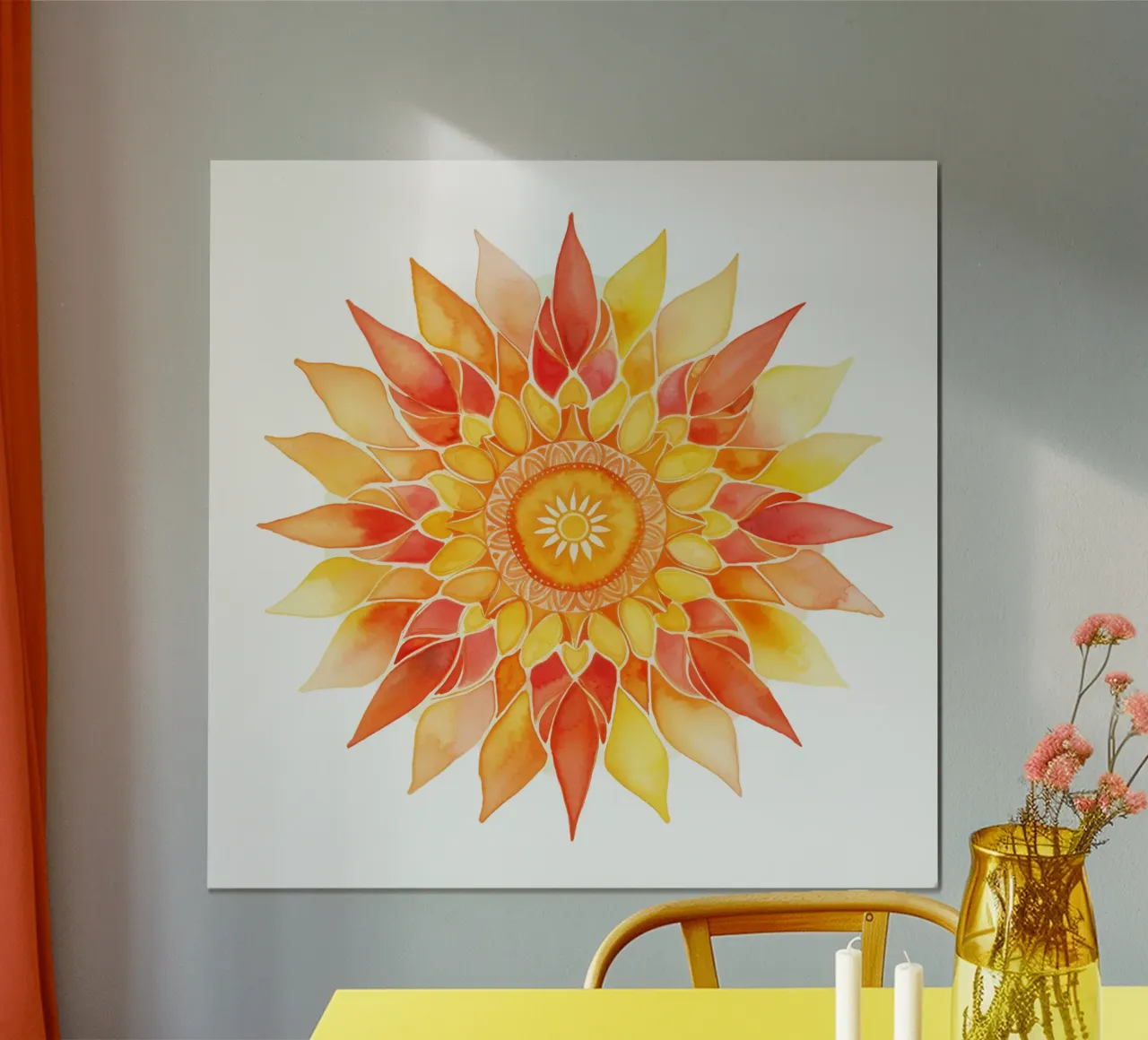 Mandala del sole poster con telaio in alluminio da Spiritual Touch