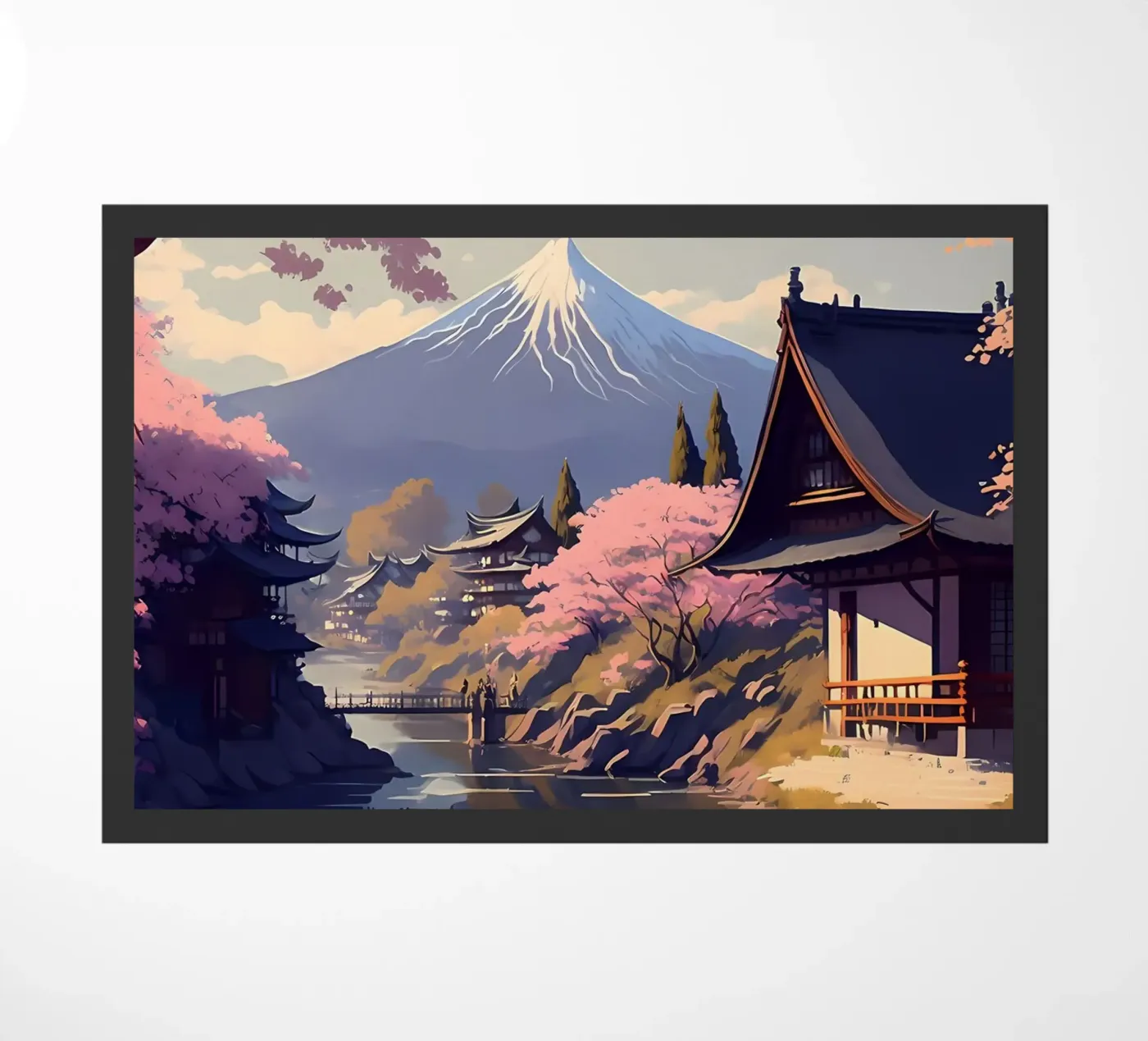 mountain cherry blossoms doormat by Lesley Sturgess