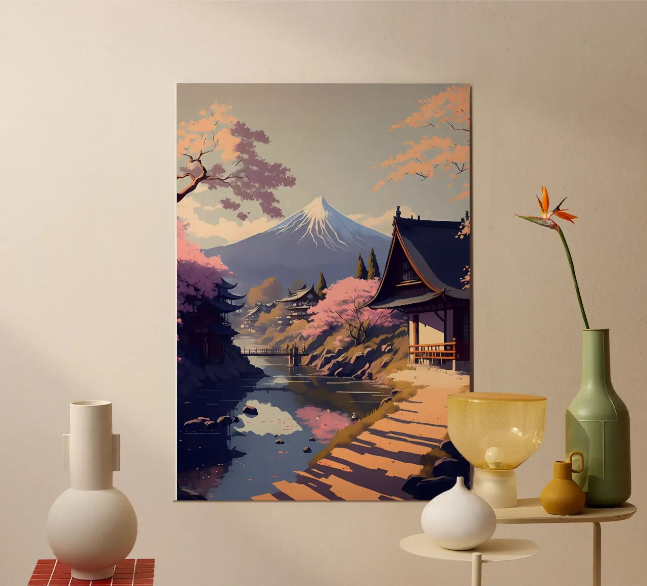fiori di ciliegio di montagna poster con telaio in plastica da Lesley Sturgess