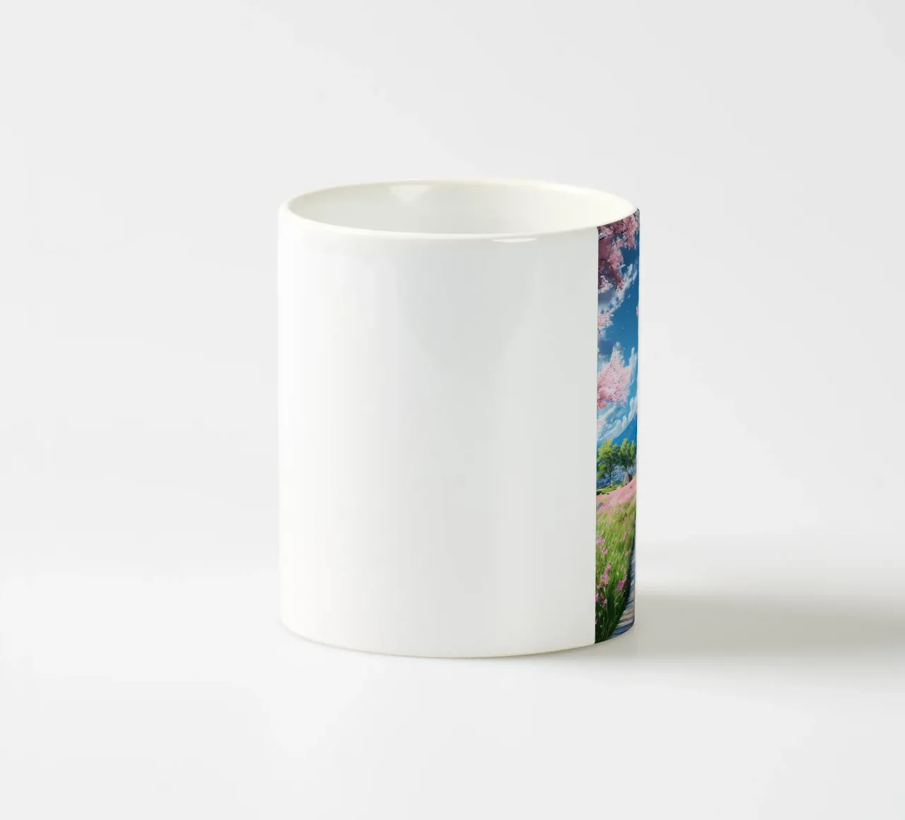 montagna dei ciliegi in fiore tazza in ceramica da Lesley Sturgess
