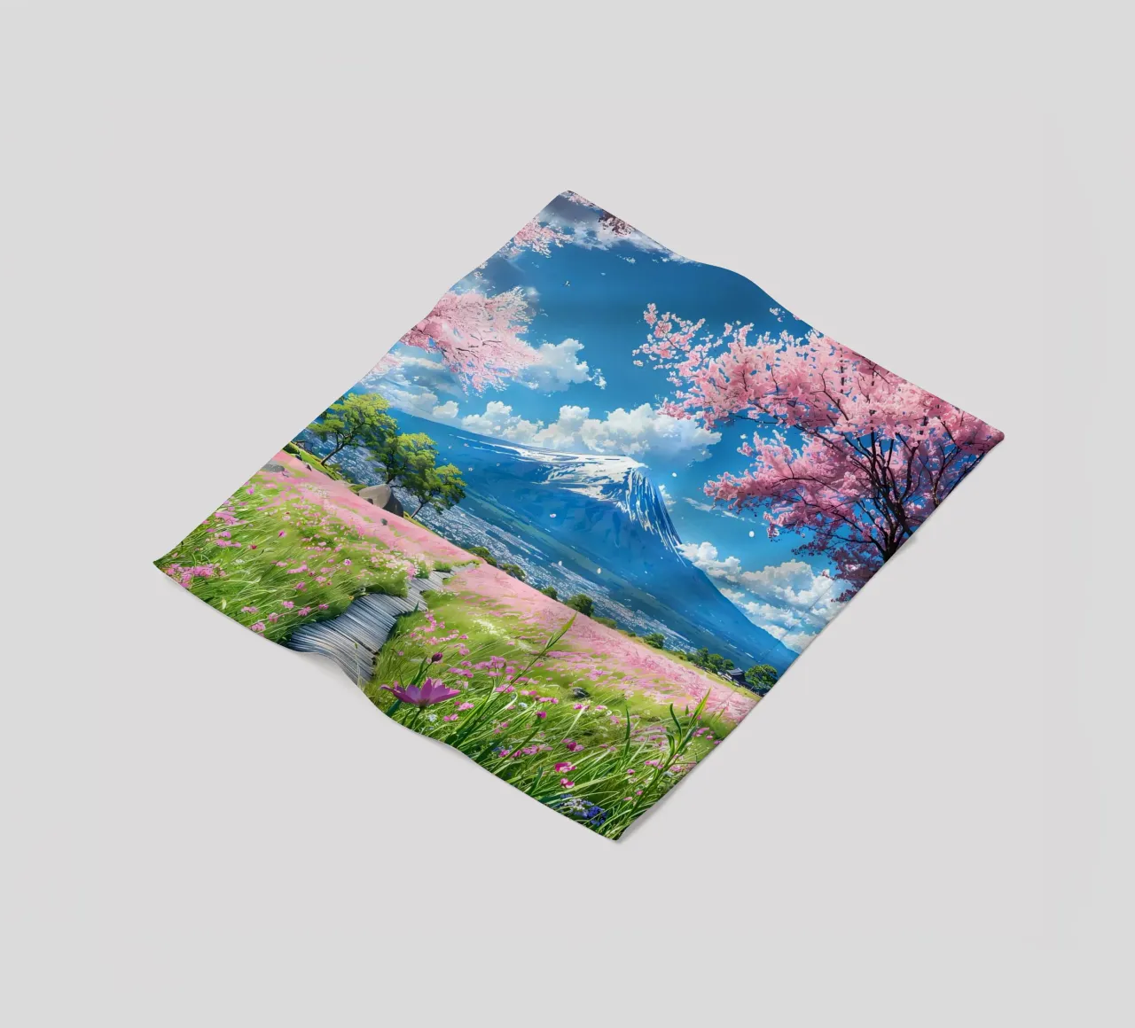 montagna dei ciliegi in fiore coperta in pile da Lesley Sturgess