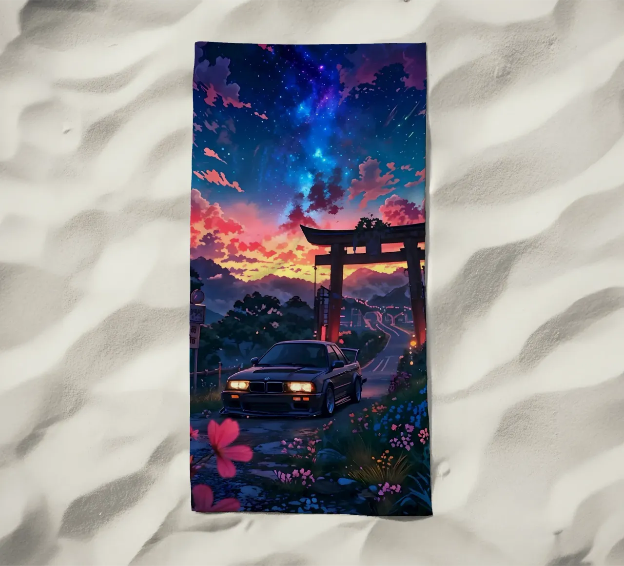 porta di torii cielo notturno telo mare da Lesley Sturgess