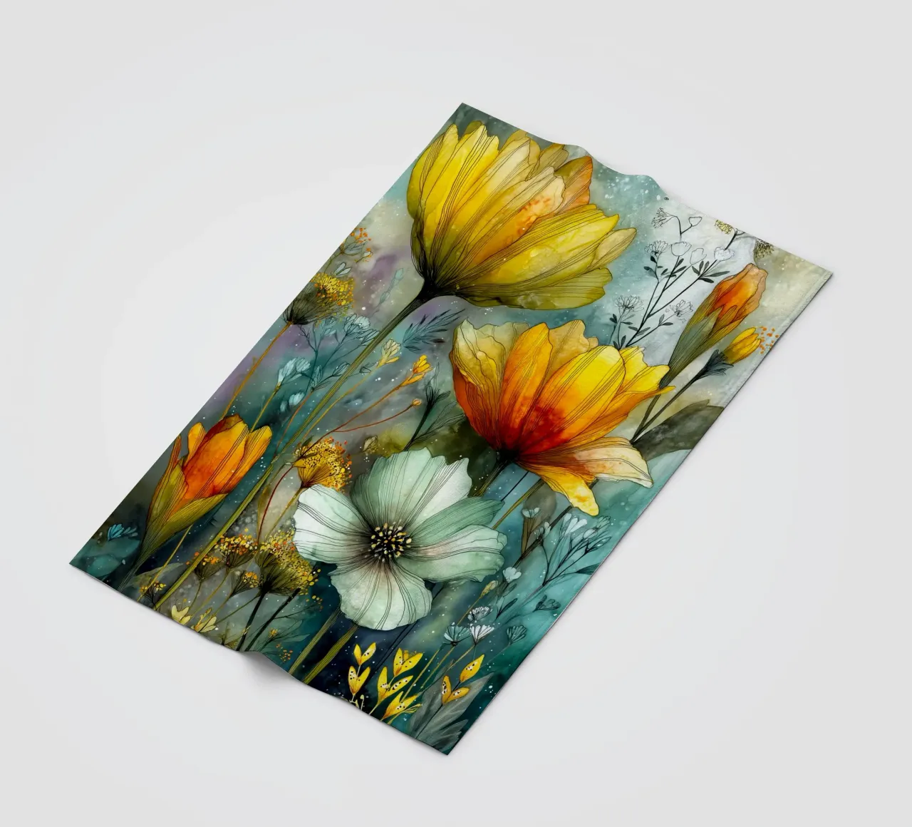 Big flowers fleece blanket by Justyna Jaszke JBJart