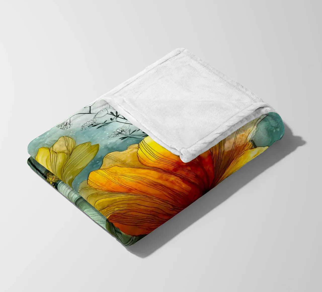Big flowers fleece blanket by Justyna Jaszke JBJart