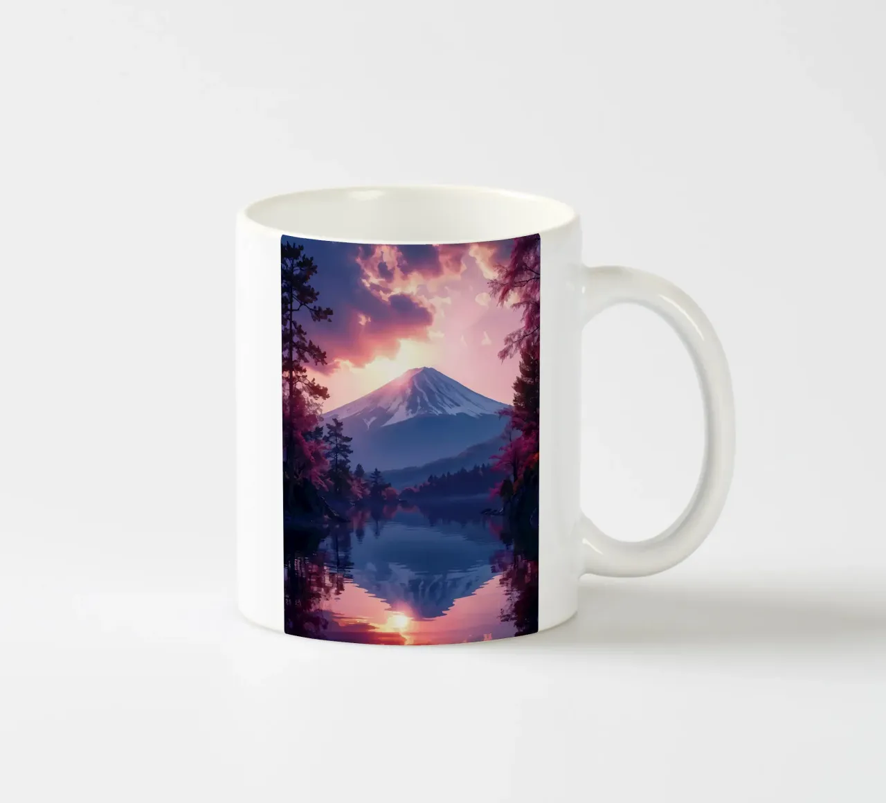mountain lake reflection ceramic mug by Lesley Sturgess