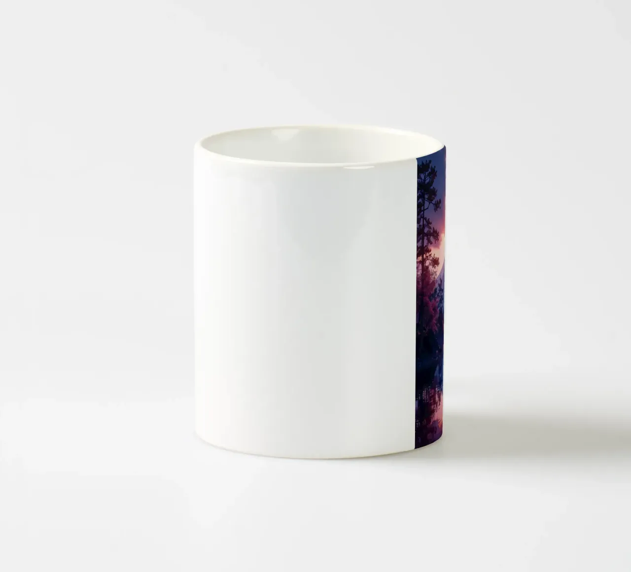 mountain lake reflection ceramic mug by Lesley Sturgess