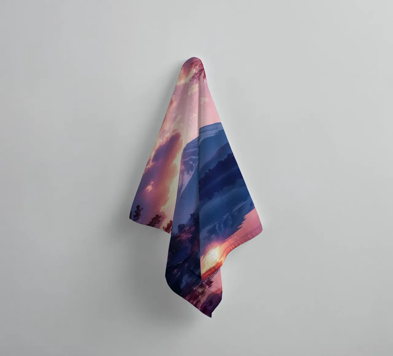 mountain lake reflection towel by Lesley Sturgess