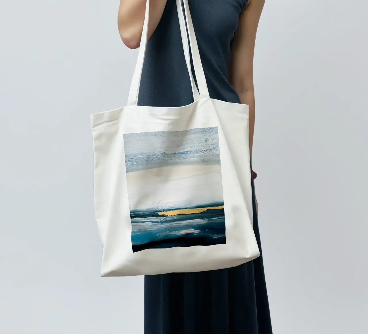 Blue Abstract Texture 02 borsa in juta da vintageshop