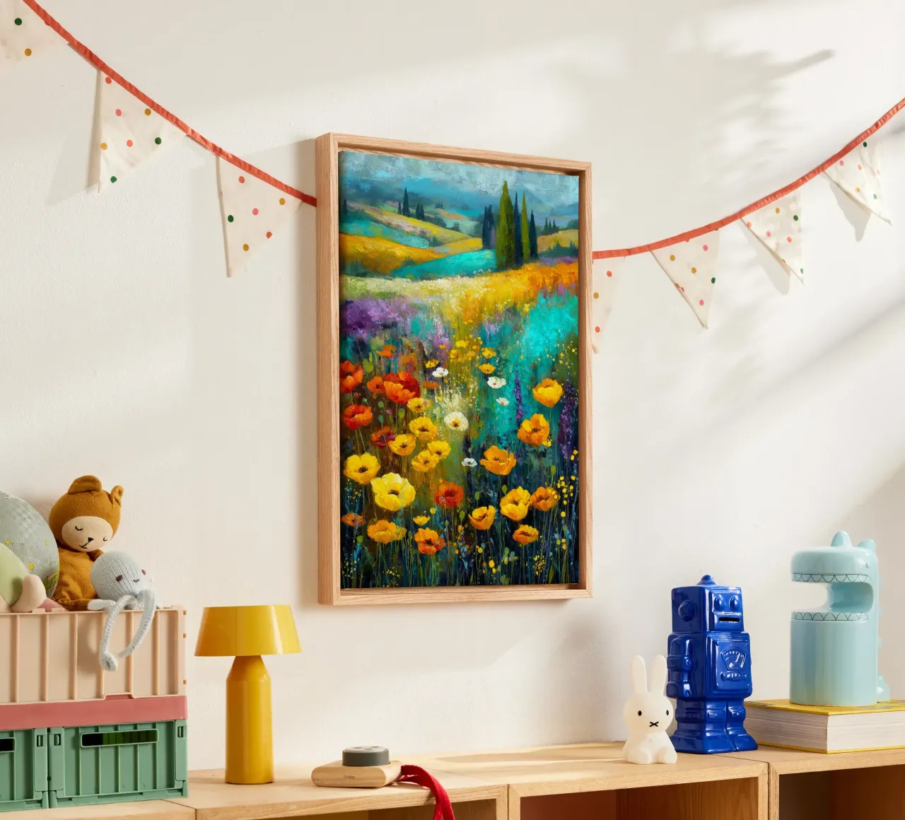 Zonnige weide canvas met Baklijst van Justyna Jaszke JBJart
