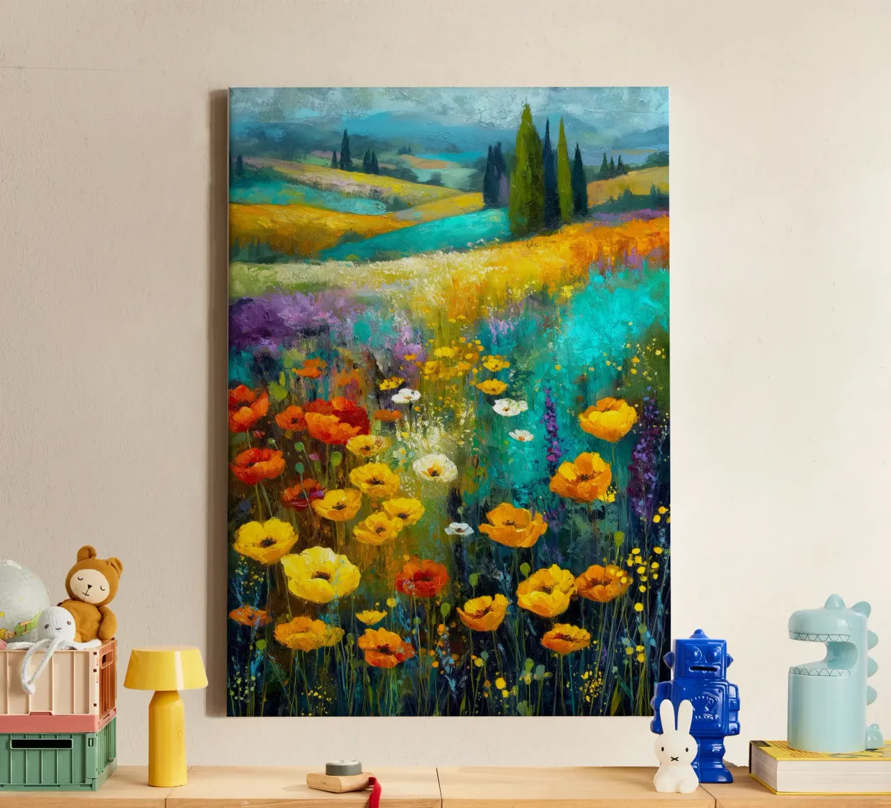 Zonnige weide canvas met Baklijst van Justyna Jaszke JBJart