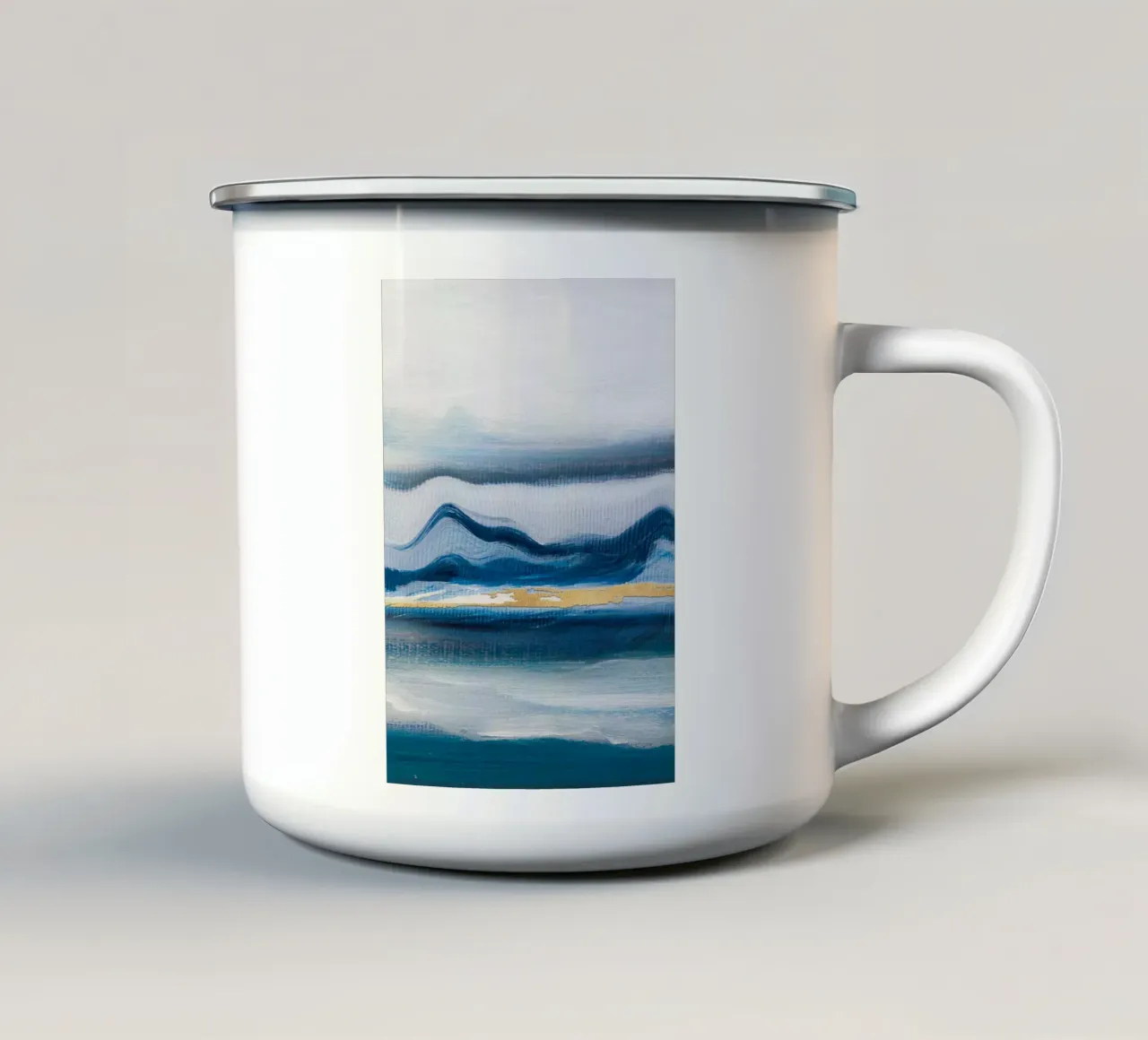 Blue Abstract Texture Waves tazza in smalto da vintageshop