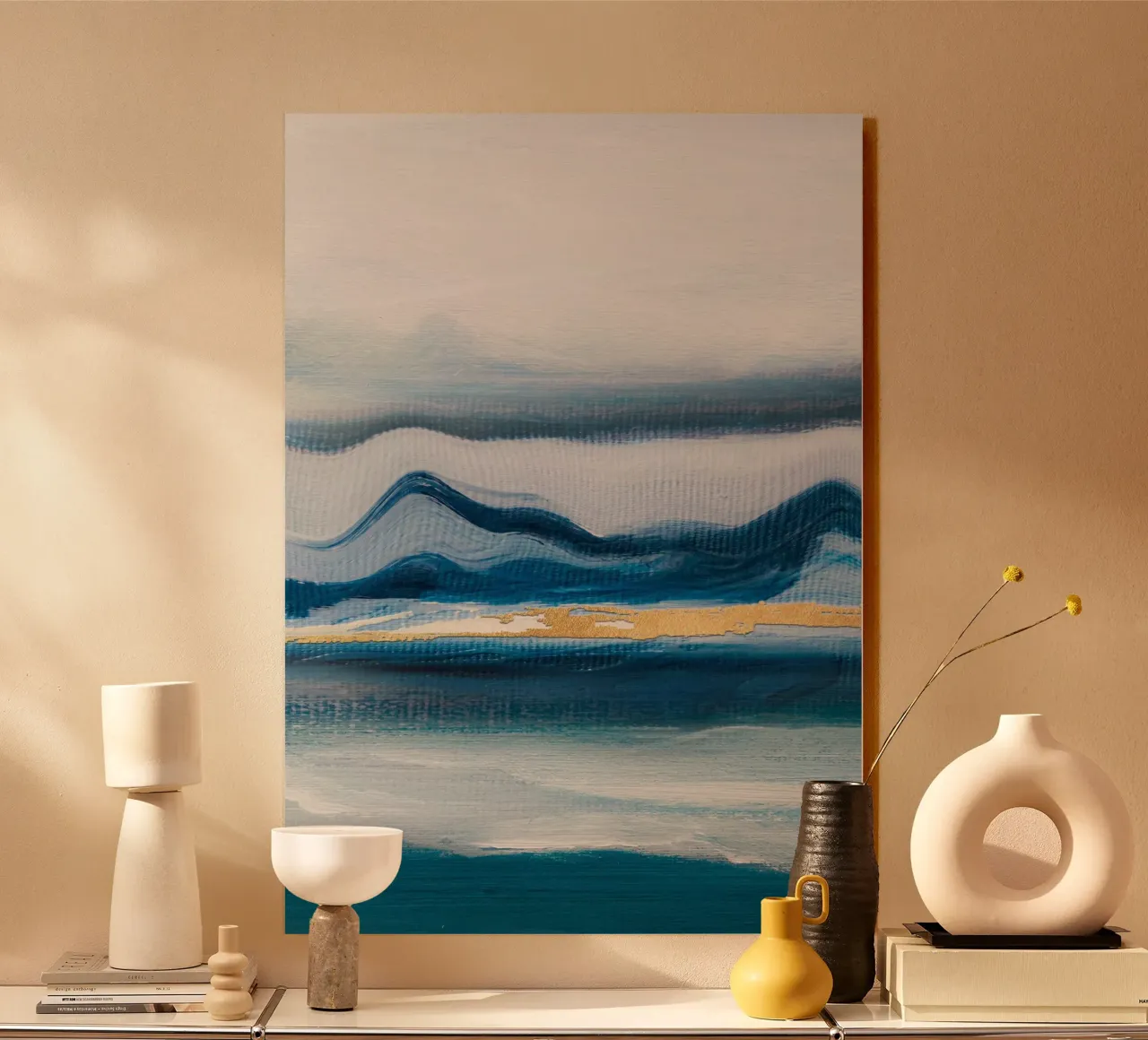 Blue Abstract Texture Waves alluminio dibond da vintageshop