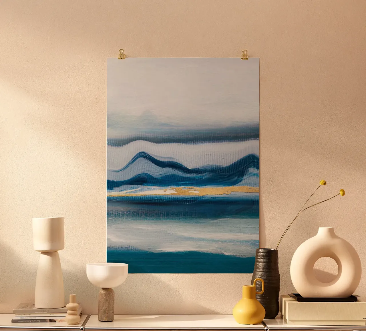 Blue Abstract Texture Waves poster da vintageshop