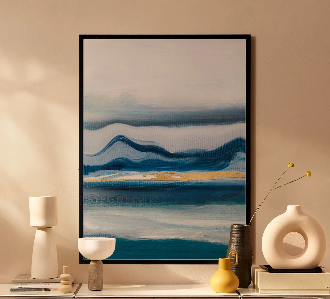 Blue Abstract Texture Waves poster da vintageshop