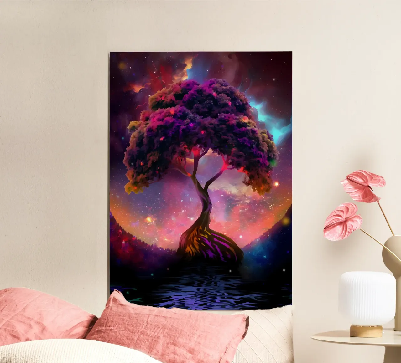 albero cielo notturno cosmico alluminio dibond da Jennifer R Spyhalski