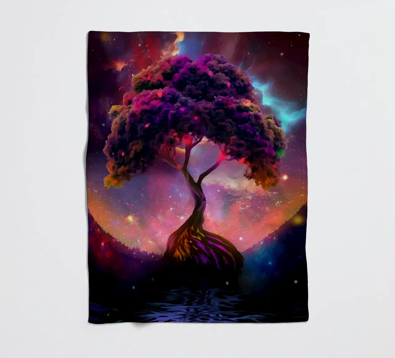 albero cielo notturno cosmico coperta in pile da Jennifer R Spyhalski