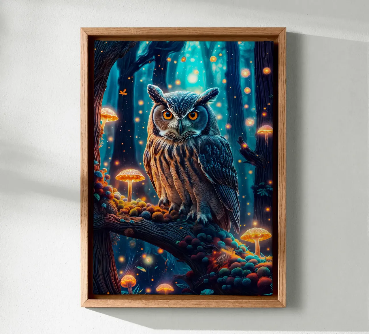 owl trees forest canvas with Floater frame by Jennifer R Spyhalski