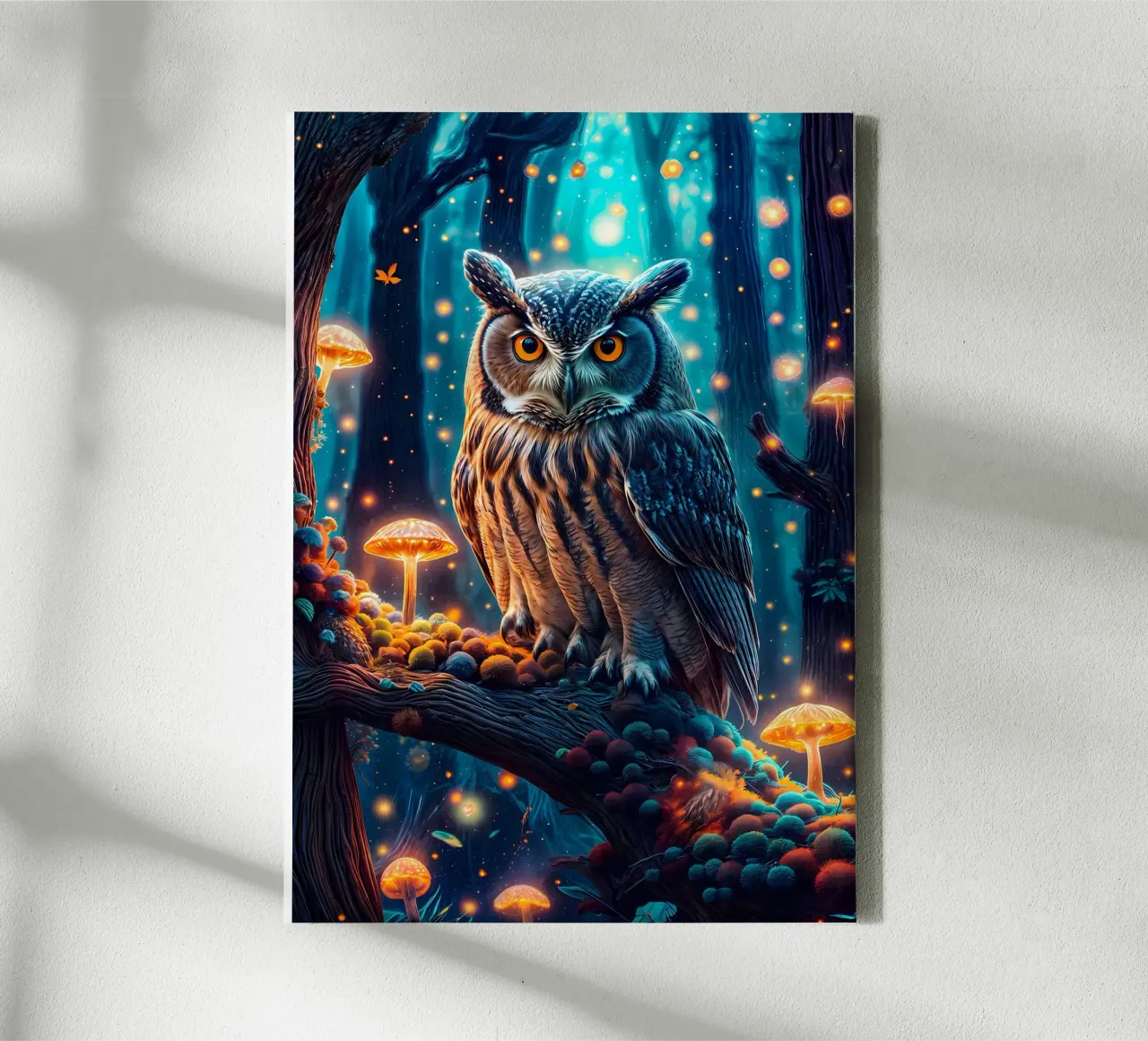owl trees forest canvas with Floater frame by Jennifer R Spyhalski