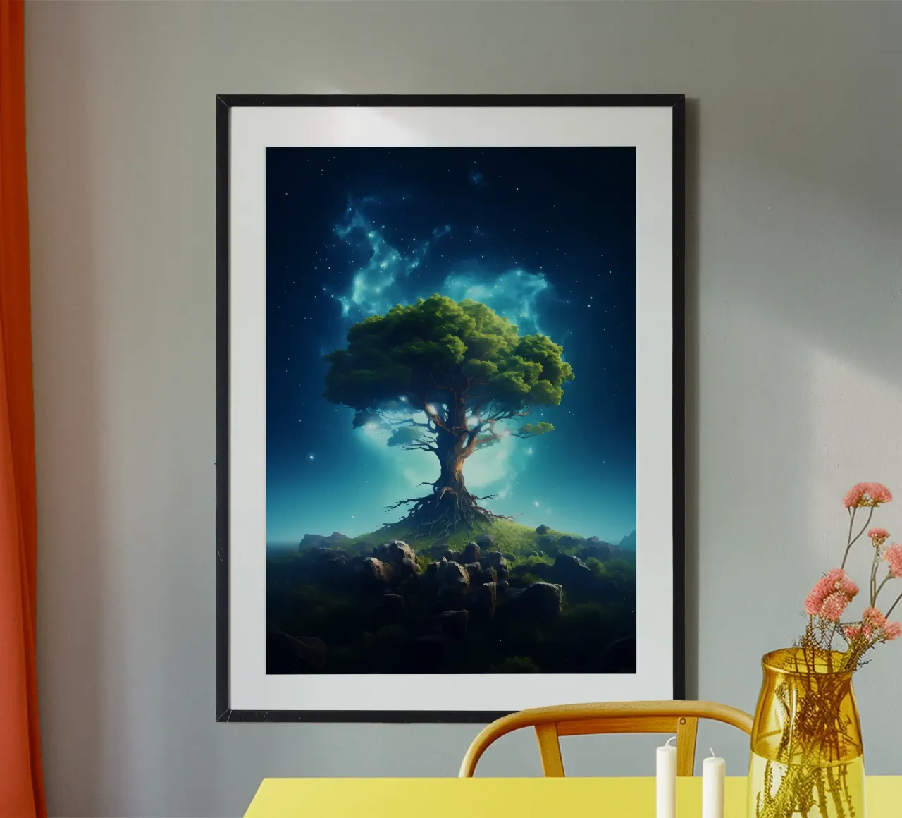 albero notte stelle poster con telaio in plastica da Jennifer R Spyhalski