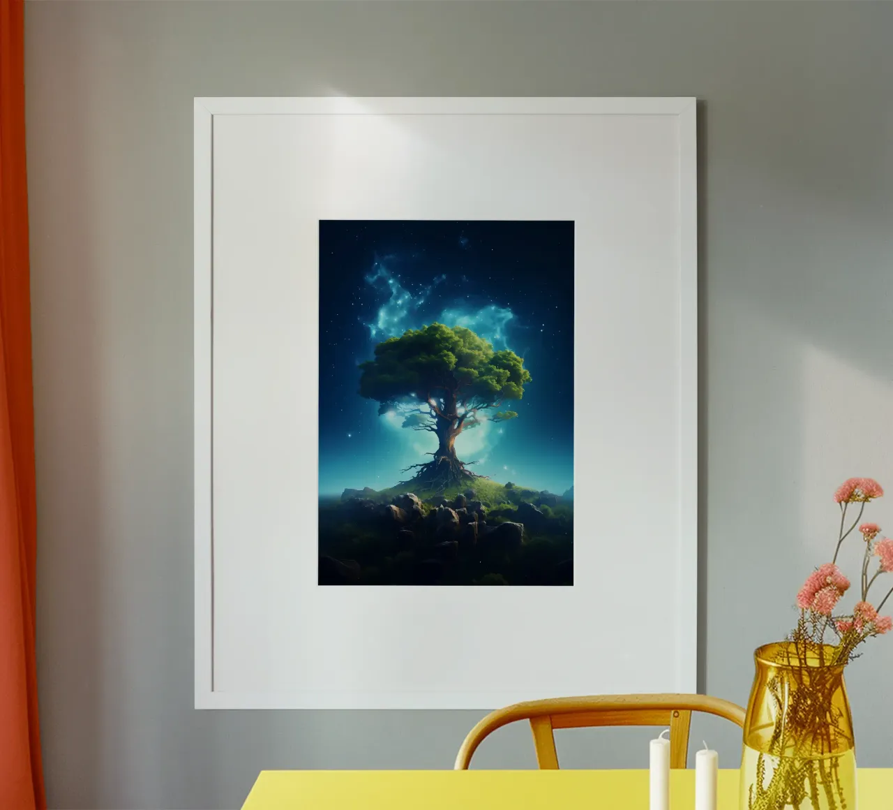 albero notte stelle poster con telaio in plastica da Jennifer R Spyhalski