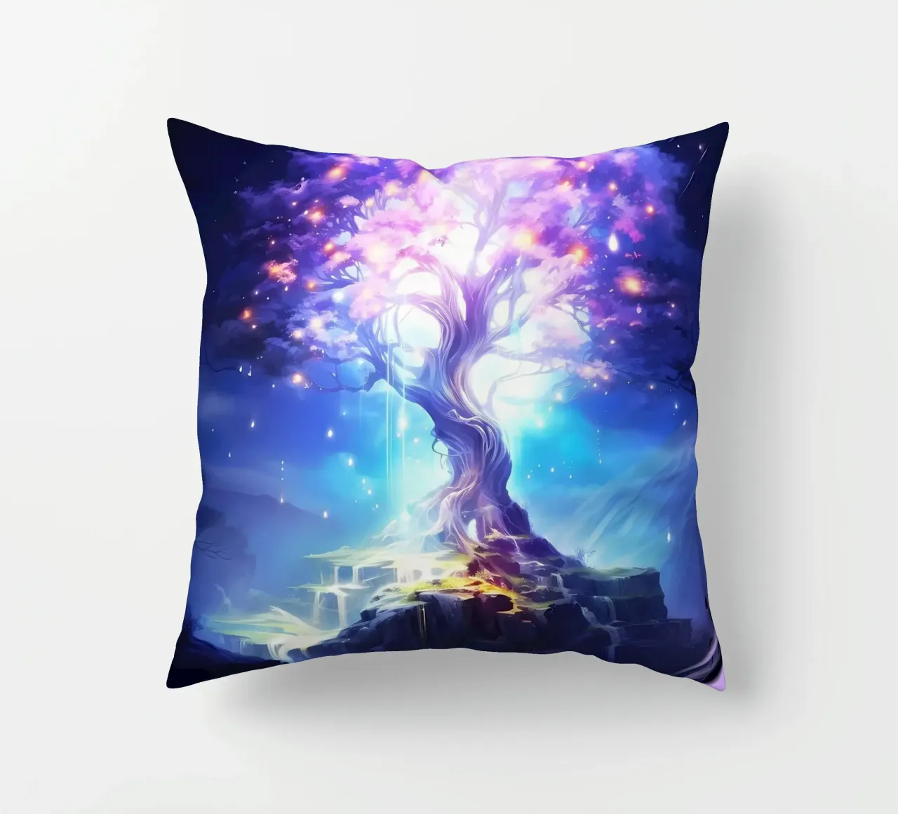 fantasy tree glowing tree decorative cushion by Jennifer R Spyhalski