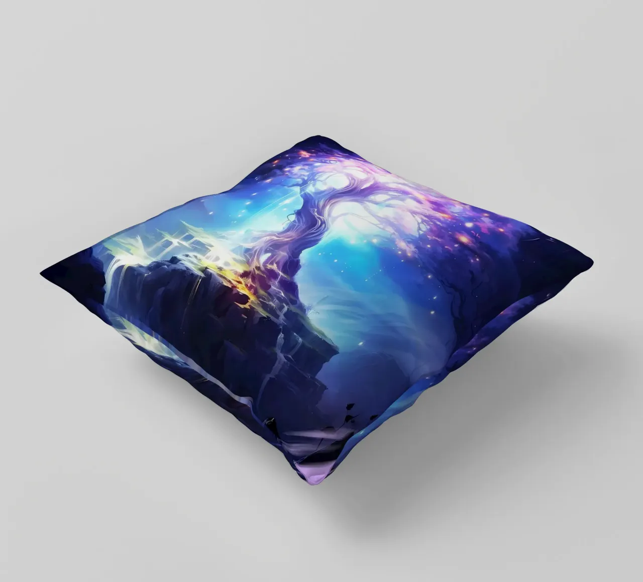 fantasy tree glowing tree decorative cushion by Jennifer R Spyhalski