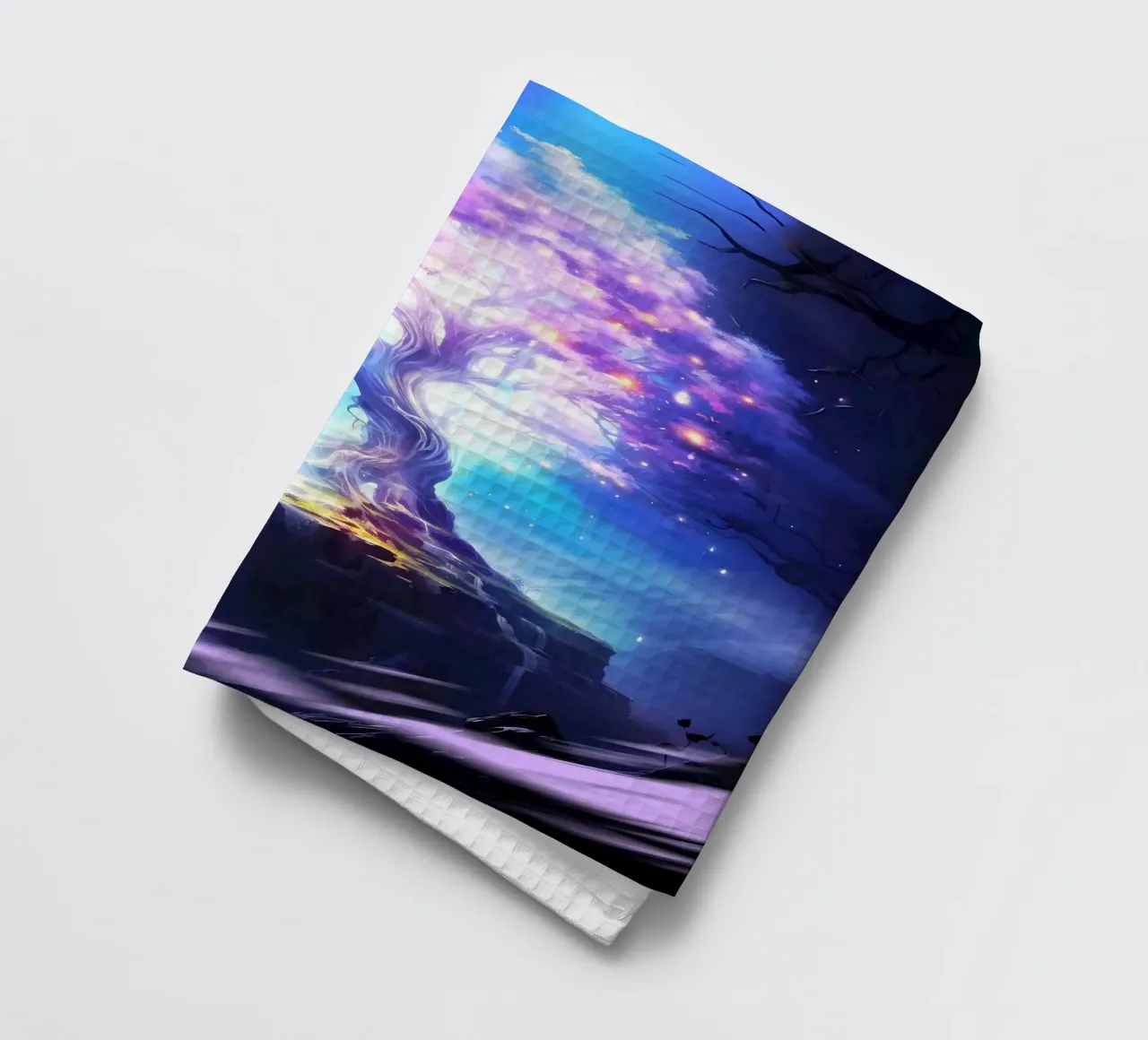 fantasy tree glowing tree tea towel by Jennifer R Spyhalski