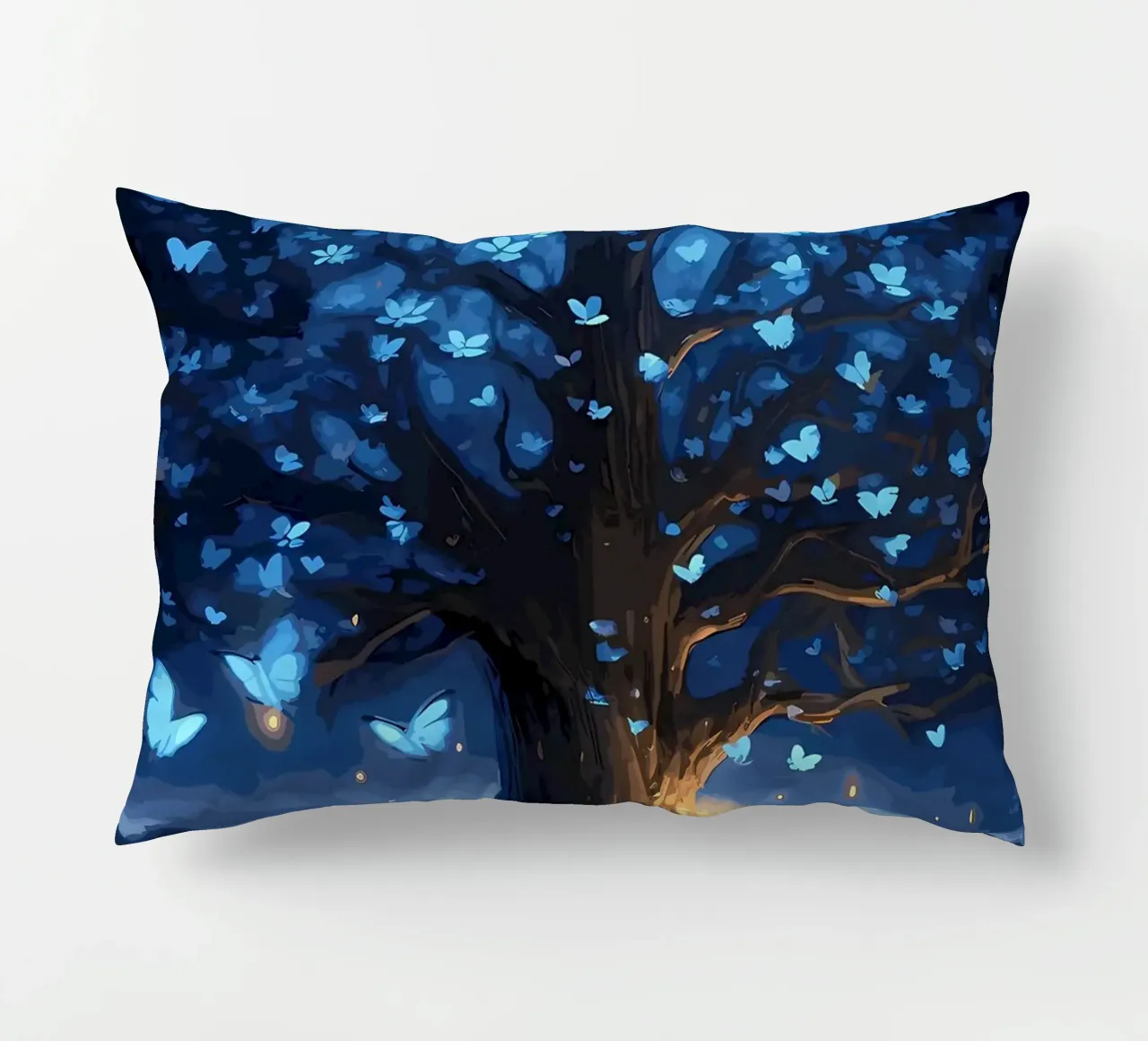 tree butterflies glow decorative cushion by Jennifer R Spyhalski