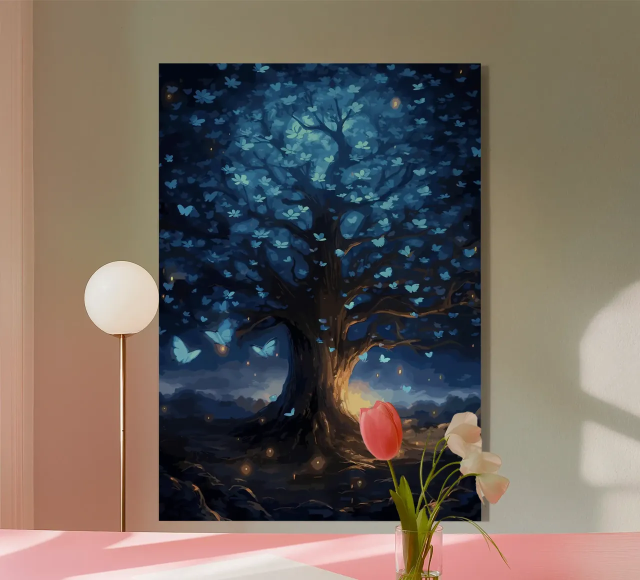 tree butterflies glow acrylic glass by Jennifer R Spyhalski