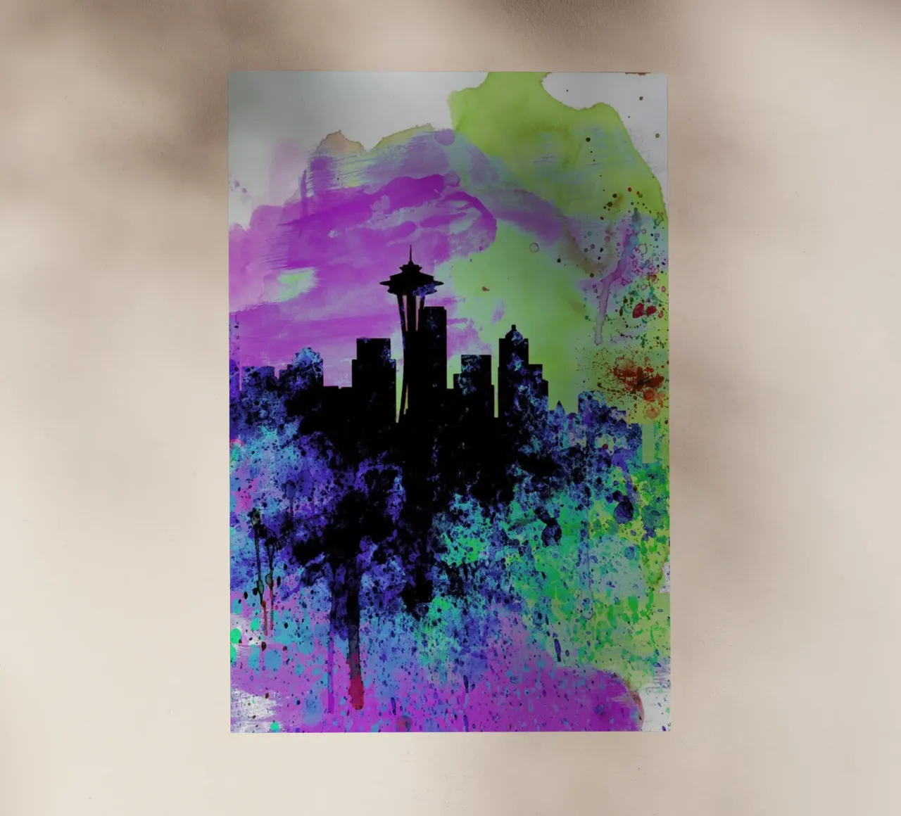 Seattle Watercolor Skyline 1 pellicola backlit da Naxart