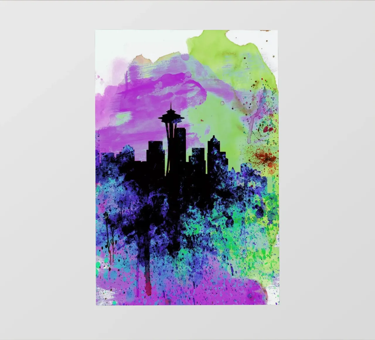 Seattle Watercolor Skyline 1 pellicola backlit da Naxart