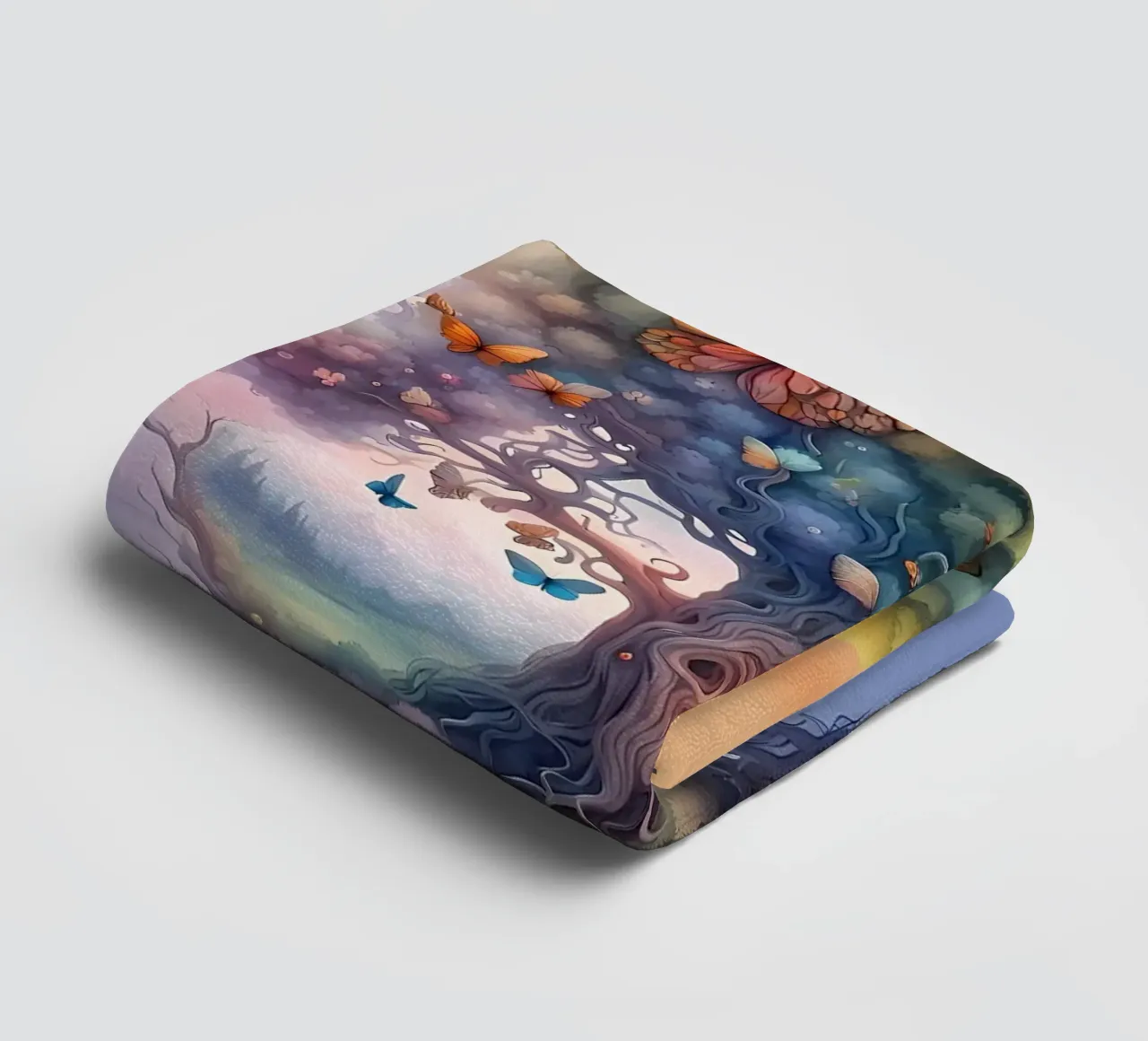 tree butterflies roots towel by Jennifer R Spyhalski