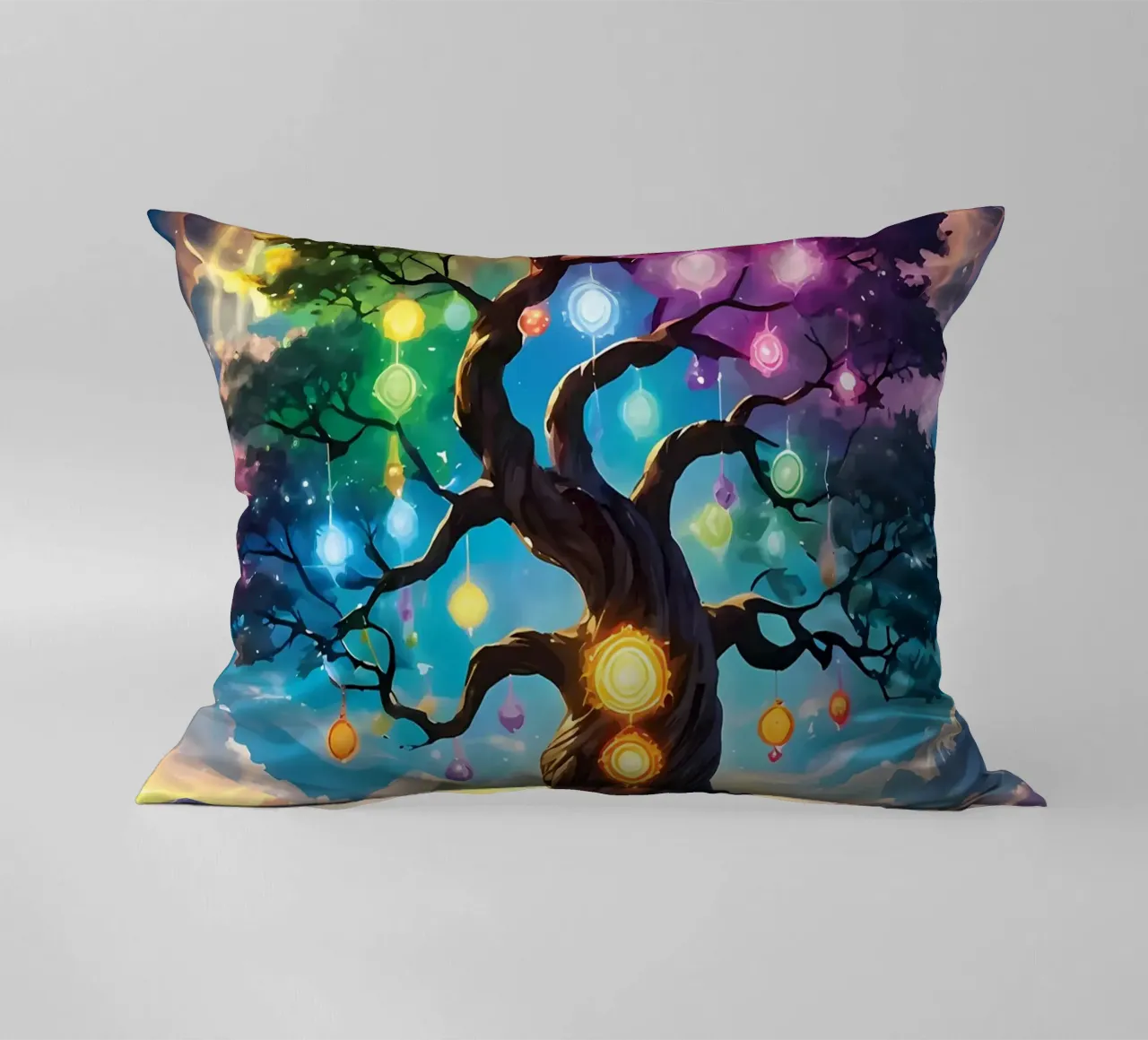 arcobaleno colori fantasia albero luci aurora cuscino da Jennifer R Spyhalski