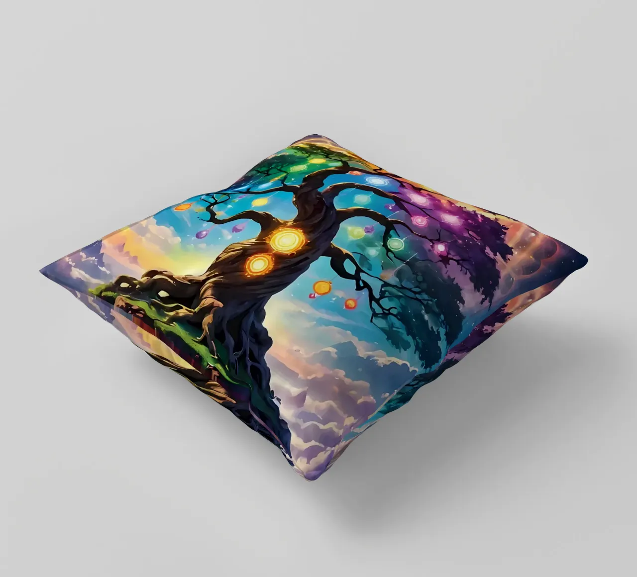 arcobaleno colori fantasia albero luci aurora cuscino da Jennifer R Spyhalski