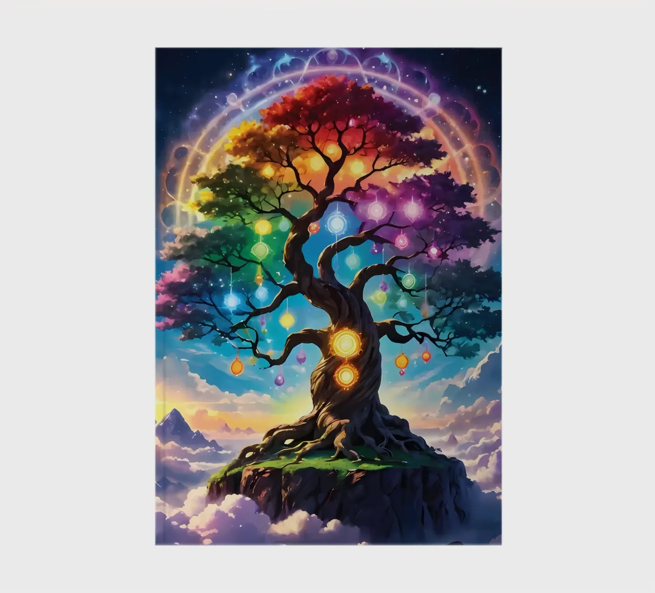 rainbow colors fantasy tree aurora lights notebook by Jennifer R Spyhalski