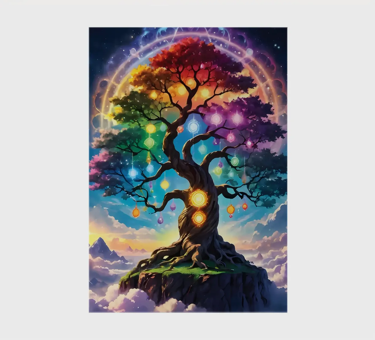 rainbow colors fantasy tree aurora lights notebook by Jennifer R Spyhalski