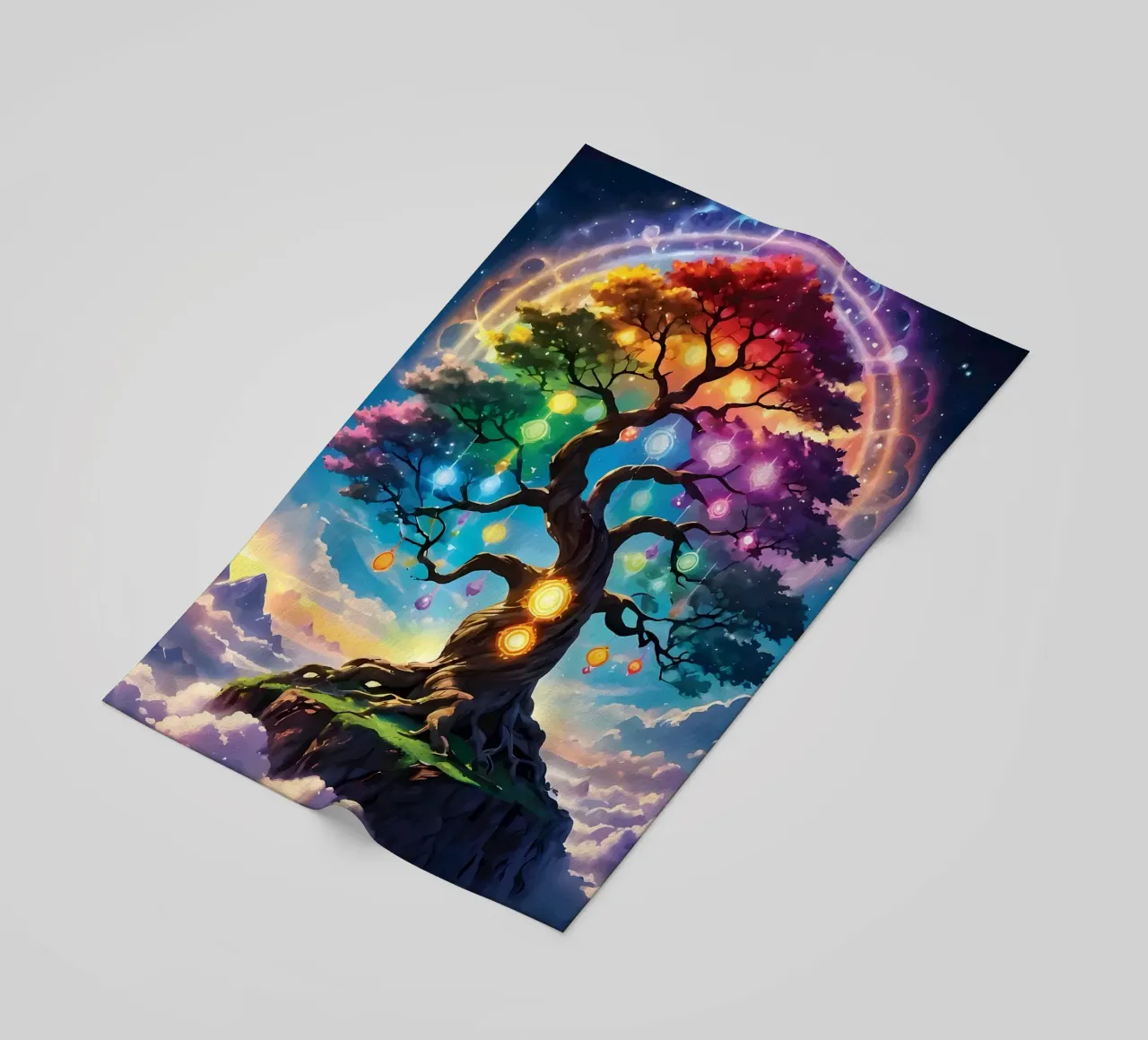 arcobaleno colori fantasia albero luci aurora telo mare da Jennifer R Spyhalski