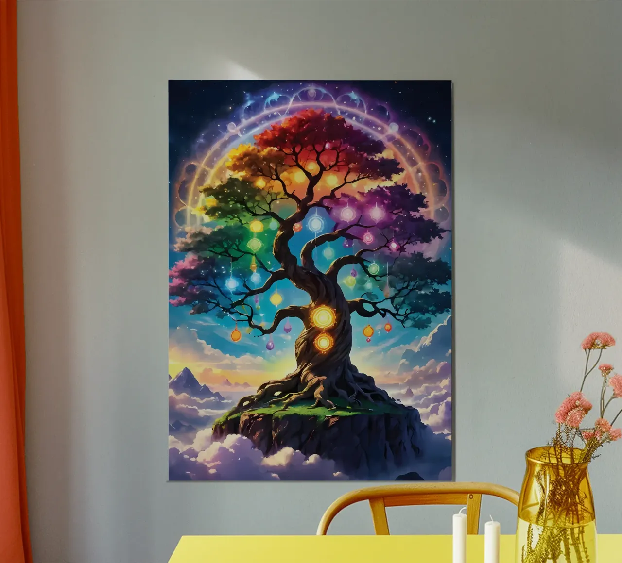 rainbow colors fantasy tree aurora lights forex plate by Jennifer R Spyhalski