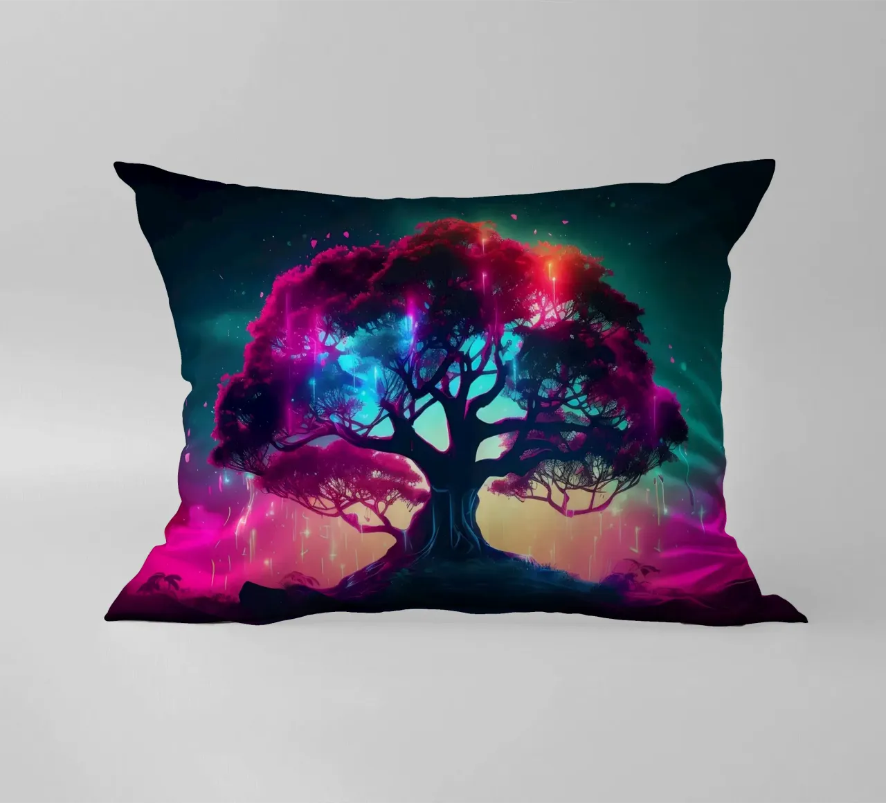 tree glowing neon decorative cushion by Jennifer R Spyhalski