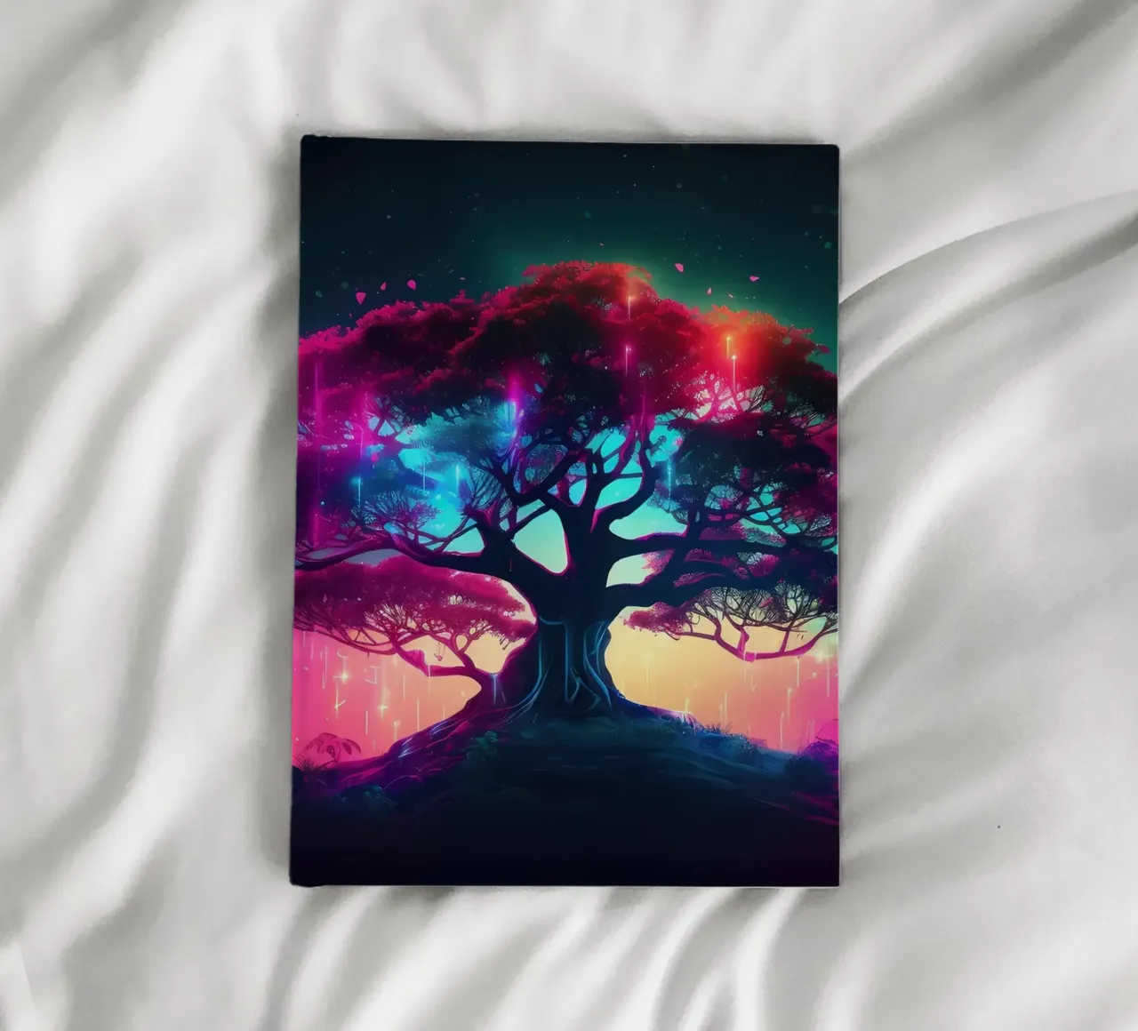tree glowing neon notebook by Jennifer R Spyhalski