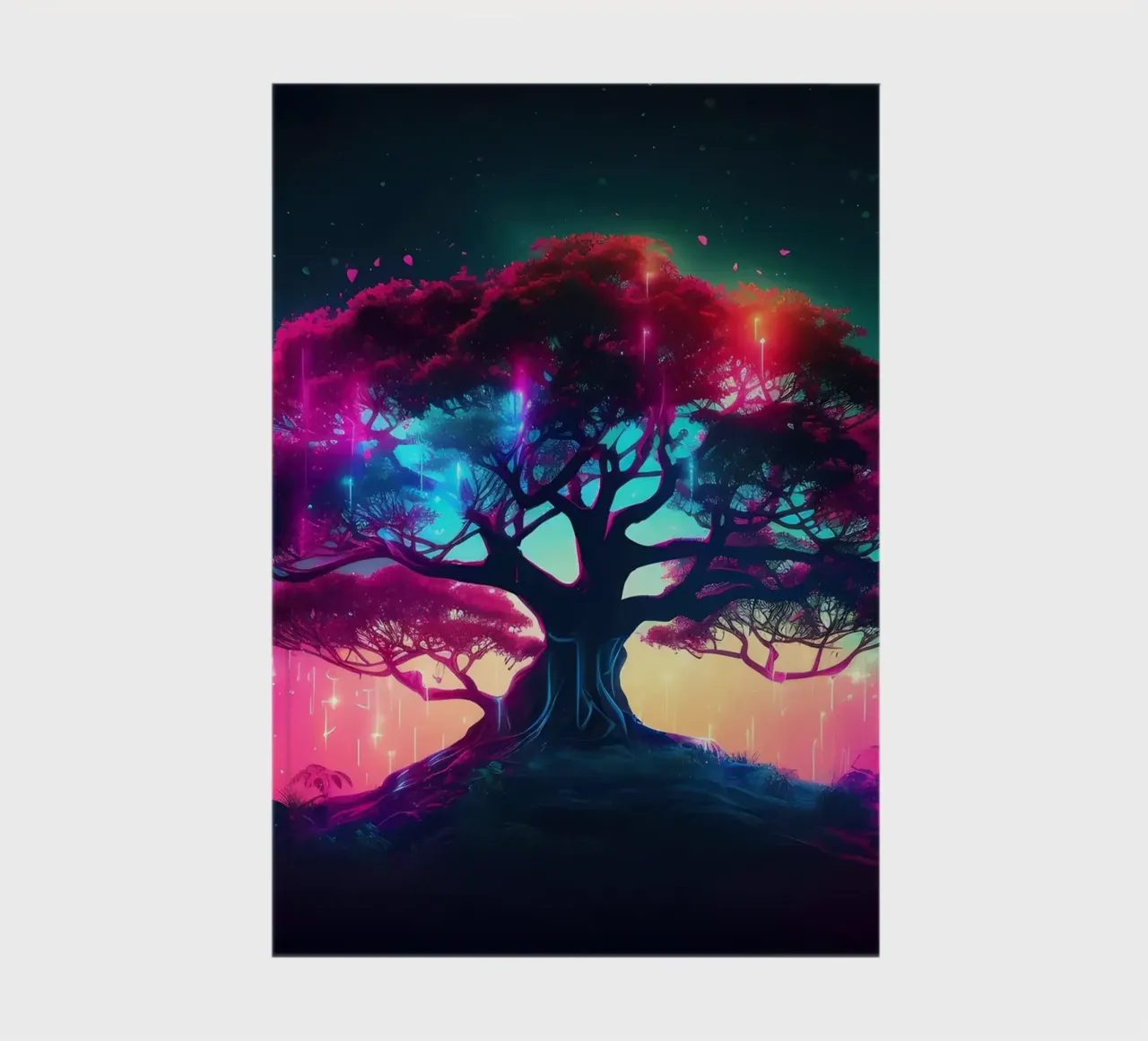 tree glowing neon notebook by Jennifer R Spyhalski