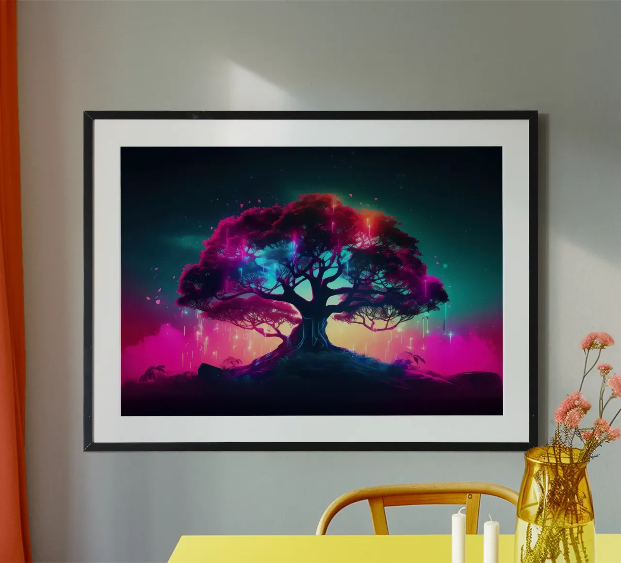 tree glowing neon hahnemühle by Jennifer R Spyhalski