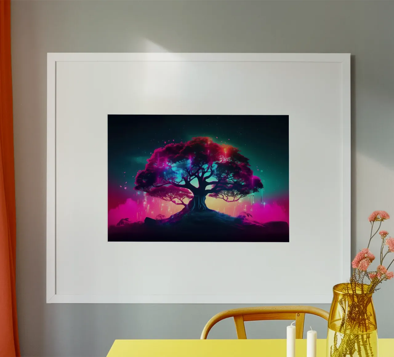 tree glowing neon hahnemühle by Jennifer R Spyhalski