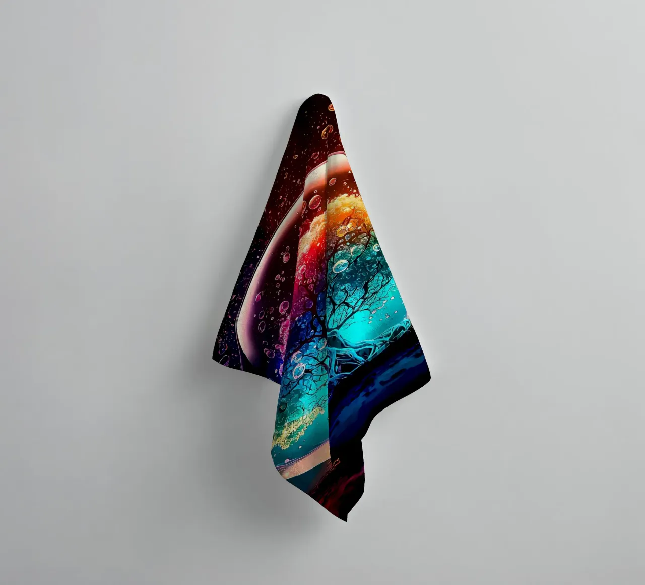 tree bubble rainbow towel by Jennifer R Spyhalski