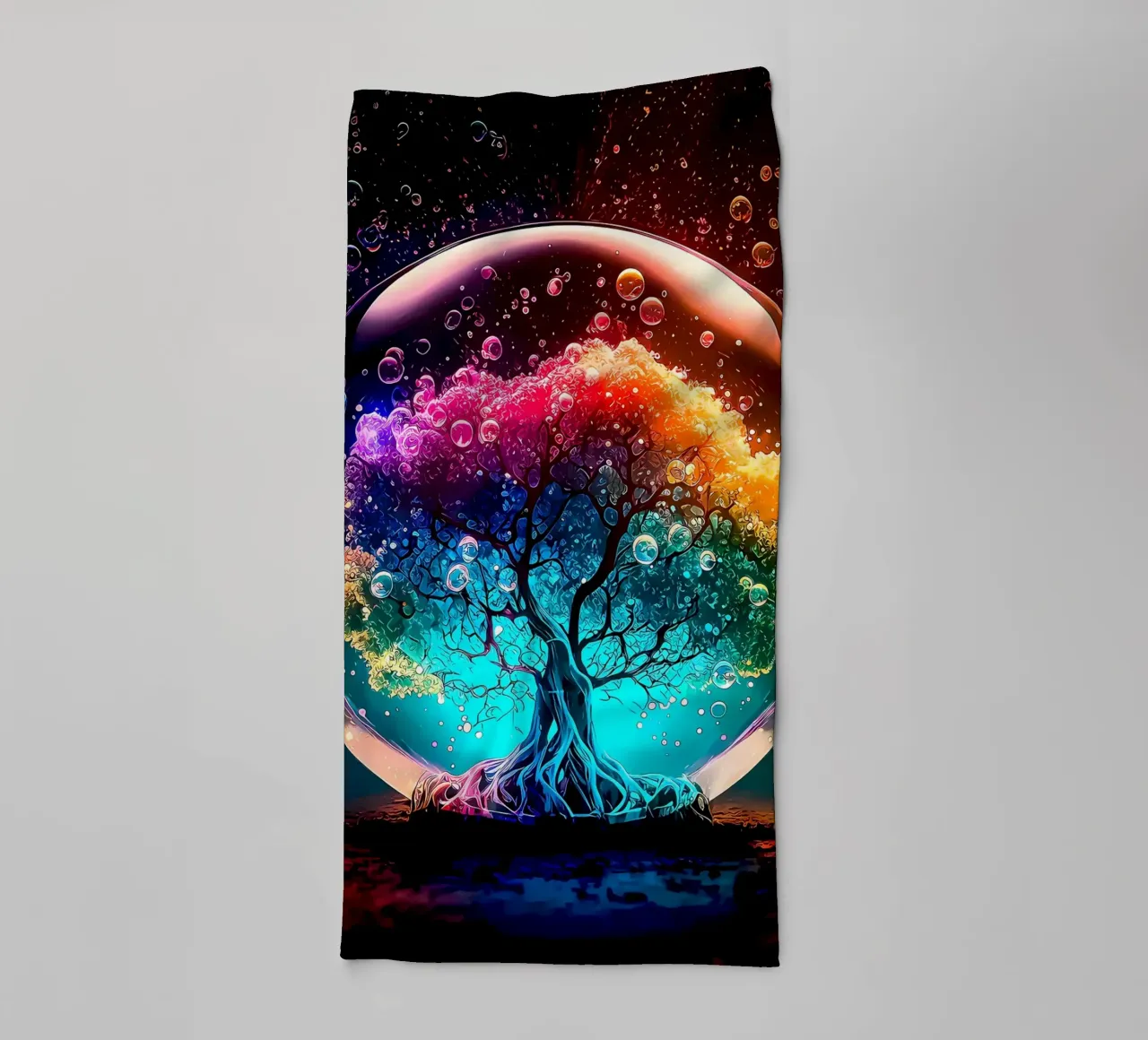 tree bubble rainbow towel by Jennifer R Spyhalski