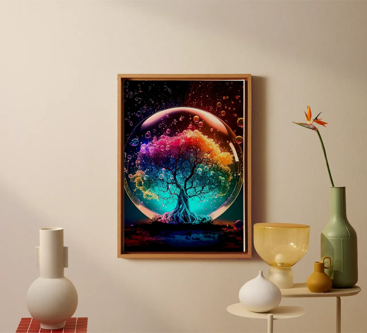 tree bubble rainbow canvas by Jennifer R Spyhalski