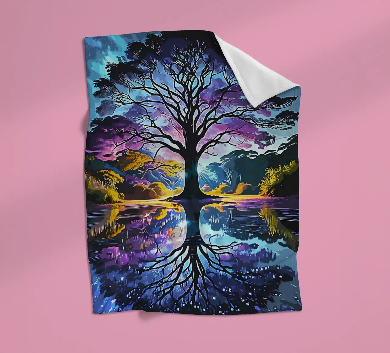 albero acqua riflessione coperta in pile da Jennifer R Spyhalski